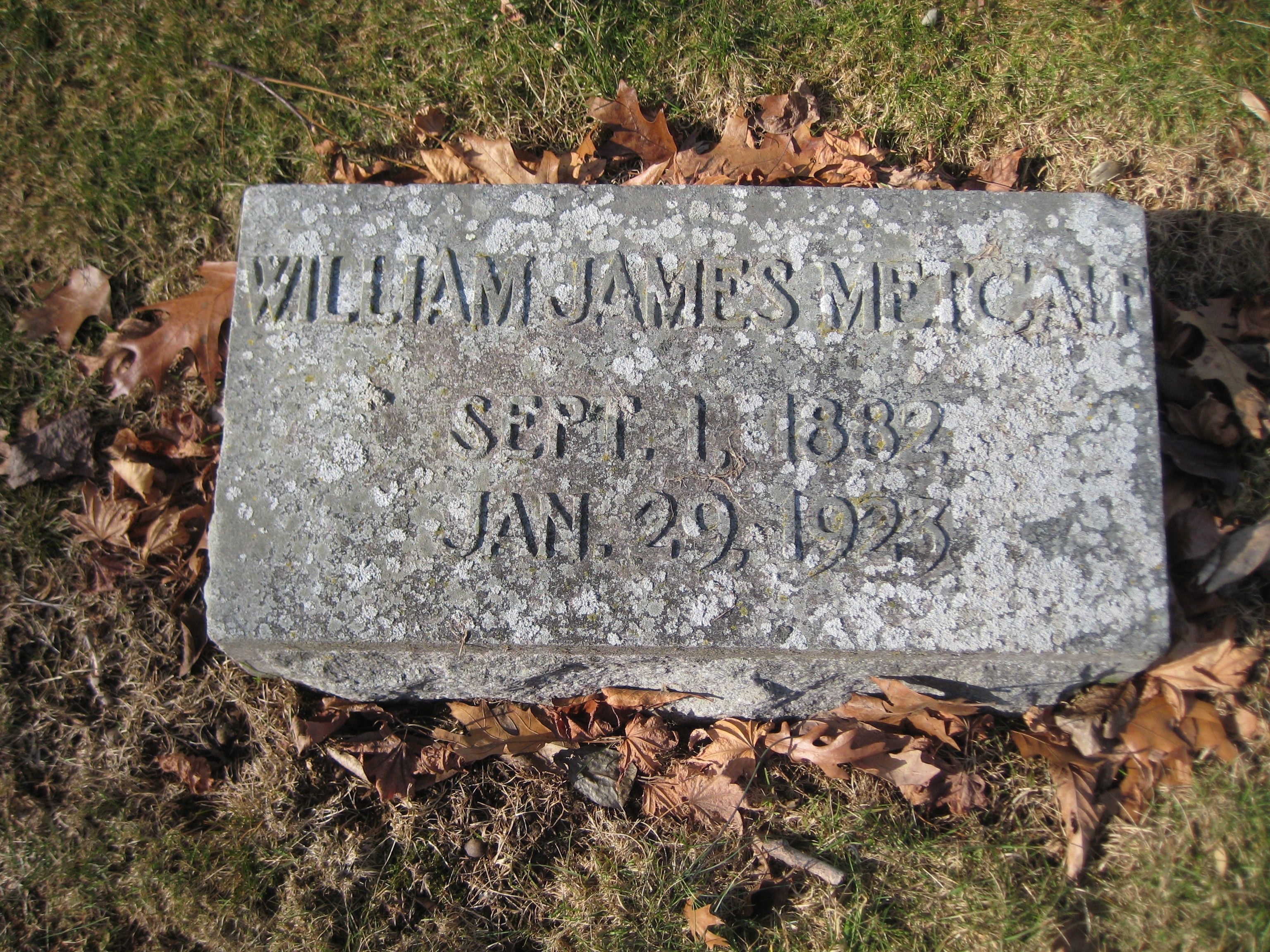 William James Metcalf grave stone
